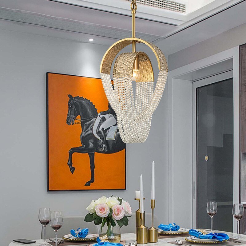 Aurelia Crystal Bead Chains Chandelier in Gold Plated Finish