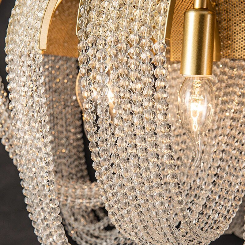 Aurelia Crystal Bead Chains Chandelier in Gold Plated Finish