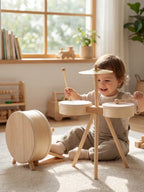 Set di tamburi classico in legno per neonati e bambini piccoli | Fioriscas