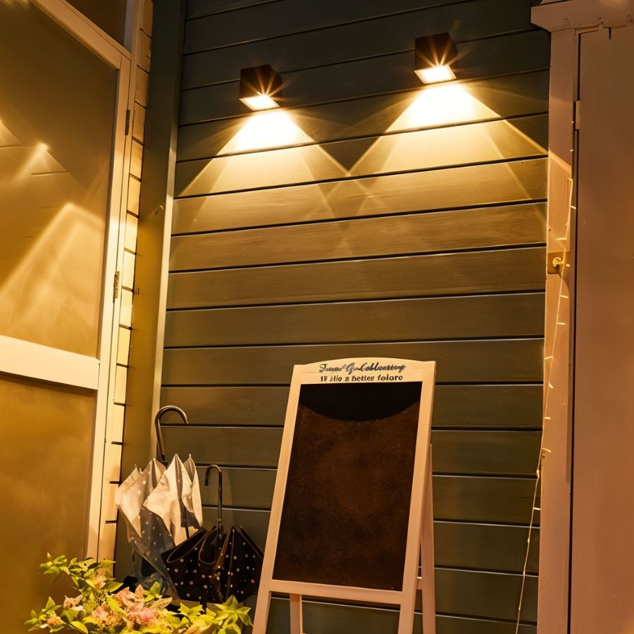 SolaraGlow solarna lampa ścienna zewnętrzna z ciepłym ambientowym światłem