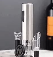 4-in-1 electric wine opener - corkscrew with pourer, foil cutter & vacuum stopper for effortless wine enjoyment - Fioriscas