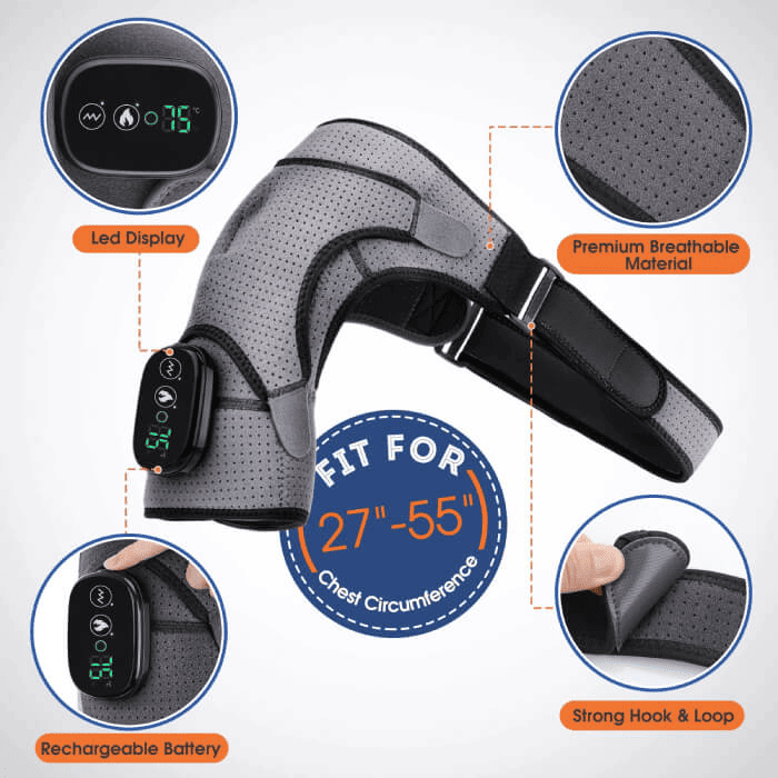 SolaceFlex Shoulder Massager With Heated Pad And Neoprene Brace Wrap