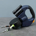 Guinzaglio doppio con LED e dispenser per sacchetti per passeggiate senza stress - Fioriscas