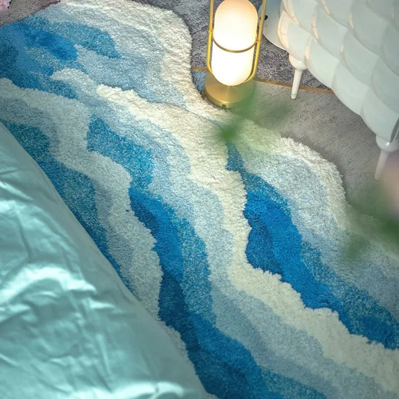 Tappeto trapuntato ispirato all'oceano, decorazione antiscivolo per la camera da letto | Fioriscas
