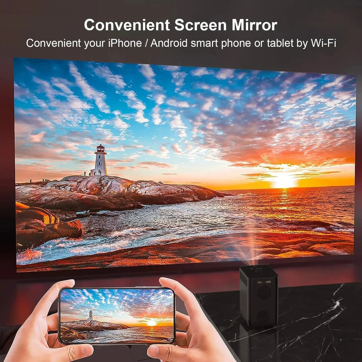 Android 4K WiFi -kannettava projektori kotiteatteriin | Fioriscas