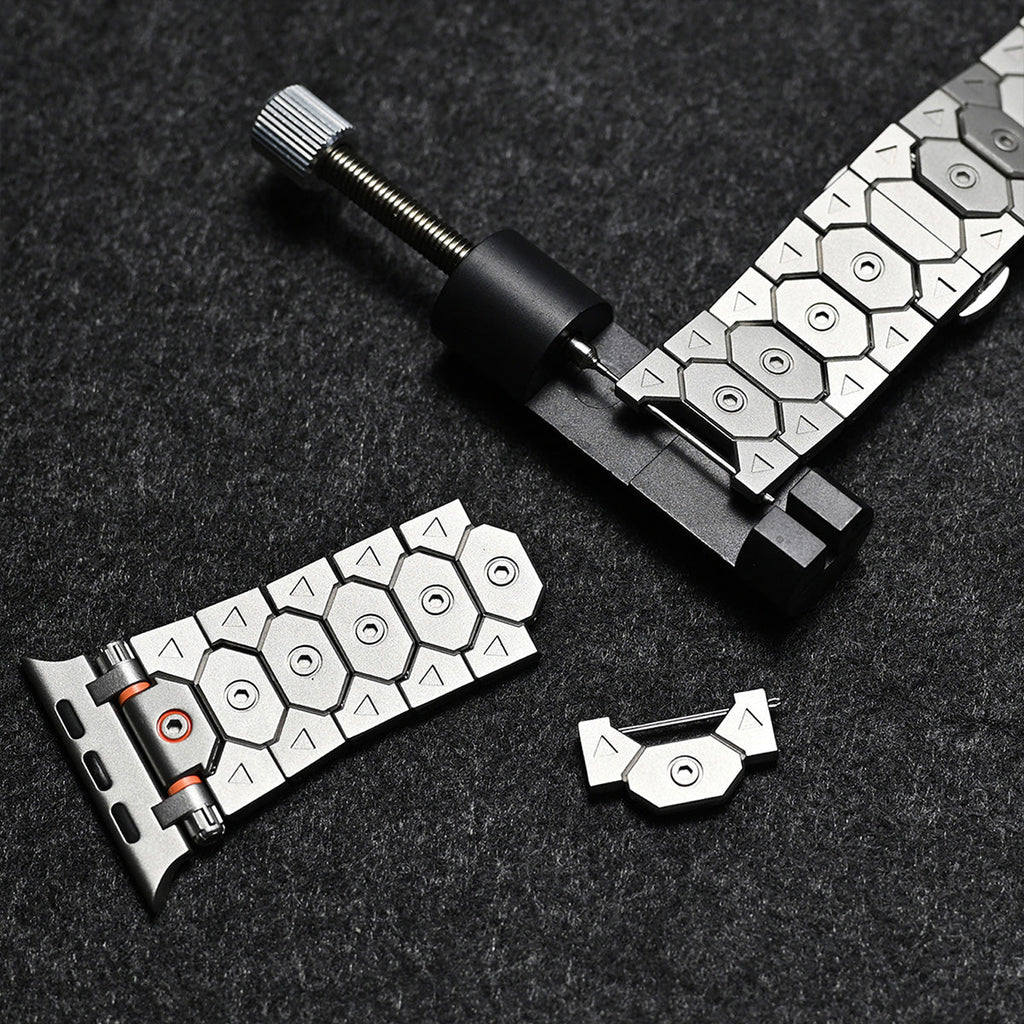 Vantira FusionX Titanium Apple Watch Band, Hexagonal Link Design