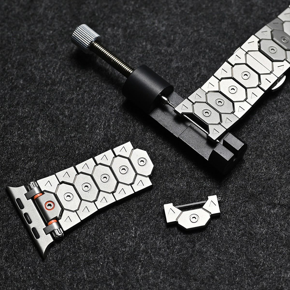 Vantira FusionX Titanium Apple Watch Band, Hexagonal Link Design