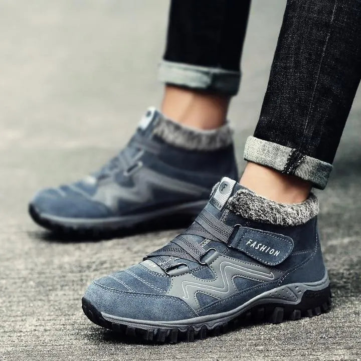 Waterproof Insulated Winter Boots, Unisex Lace-Up Fur Lining