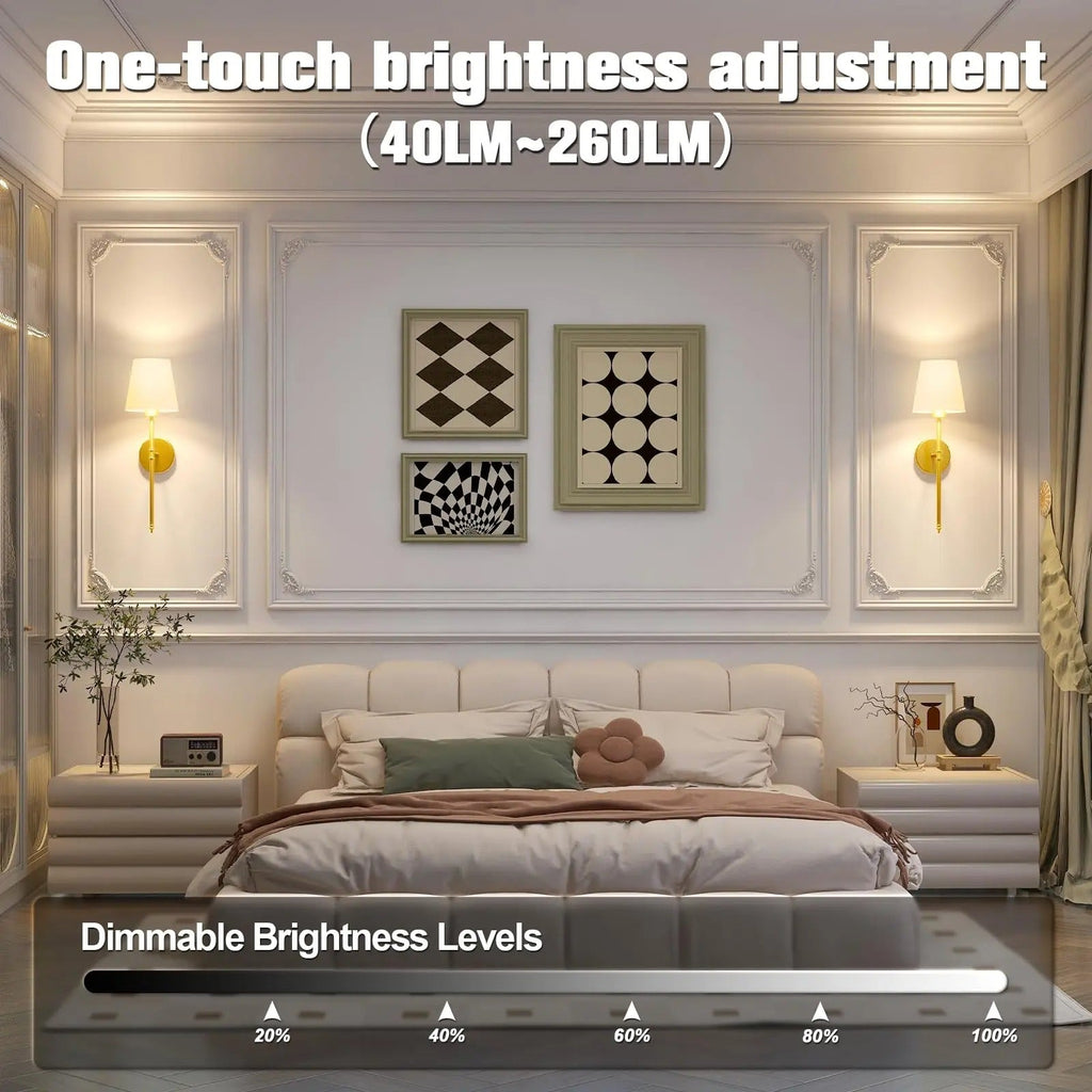 NovaGlow Dimmable LED Wall Sconces, Cordless 2-Pack