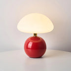 Lyvara crème-kleurige keramische paddenstoel-tafellamp in Bauhaus-stijl