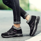 Waterproof Insulated Winter Boots, Unisex Lace-Up Fur Lining