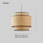Lampada a sospensione tri-strato cilindrica in rattan/metallo Wabi Sabi Ritta, legno | Fioriscas
