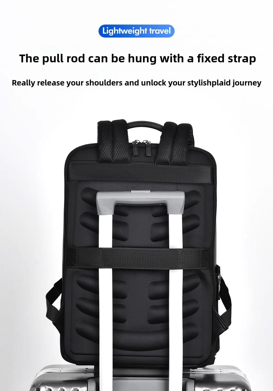 Elegant leather rucksack for men/women with USB port for laptop and everyday use, 15.6 inch, black