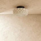Luz de Teto Aurora Vintage com Vidro Estilo Raio de Sol e Acabamento com Contorno de Contas