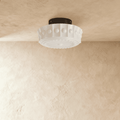 Luz de Teto Aurora Vintage com Vidro Estilo Raio de Sol e Acabamento com Contorno de Contas