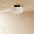 Luz de Teto Aurora Vintage com Vidro Estilo Raio de Sol e Acabamento com Contorno de Contas