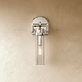OrionGlass Cylindrical Wall Sconce With Wrought Iron Finish