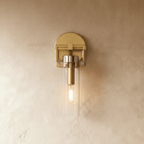 OrionGlass Cylindrical Wall Sconce With Wrought Iron Finish