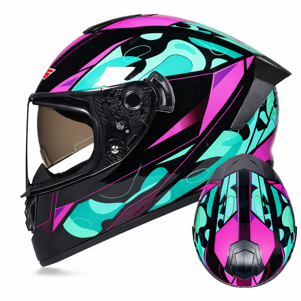 Capacete integral de motociclista com viseira dupla, certificado DOT, preparado para o inverno