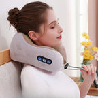 NovaRest U-vormig nekkussen van traagschuim met vibratiemassage, oplaadbaar via USB