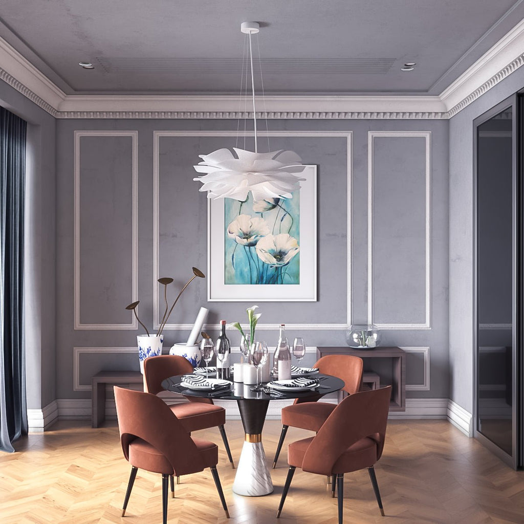 Lampadario Petalia Bloom in acrilico bianco per interni moderni