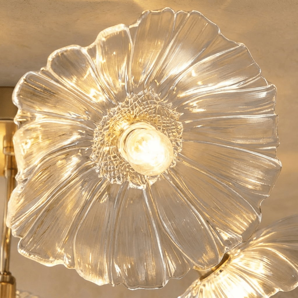 Lámpara de techo con flor de vidrio Blossom con iluminación suave y difusa