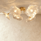 Lámpara de techo con flor de vidrio Blossom con iluminación suave y difusa