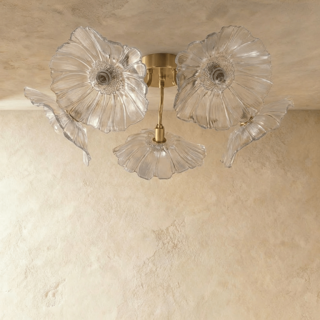 Lámpara de techo con flor de vidrio Blossom con iluminación suave y difusa