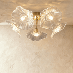 Lámpara de techo con flor de vidrio Blossom con iluminación suave y difusa
