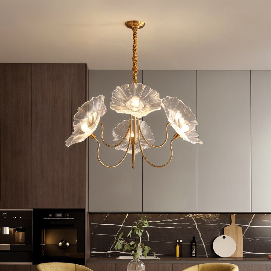 FloraBloom Glass Flower Chandelier for Elegant Living Room Lighting