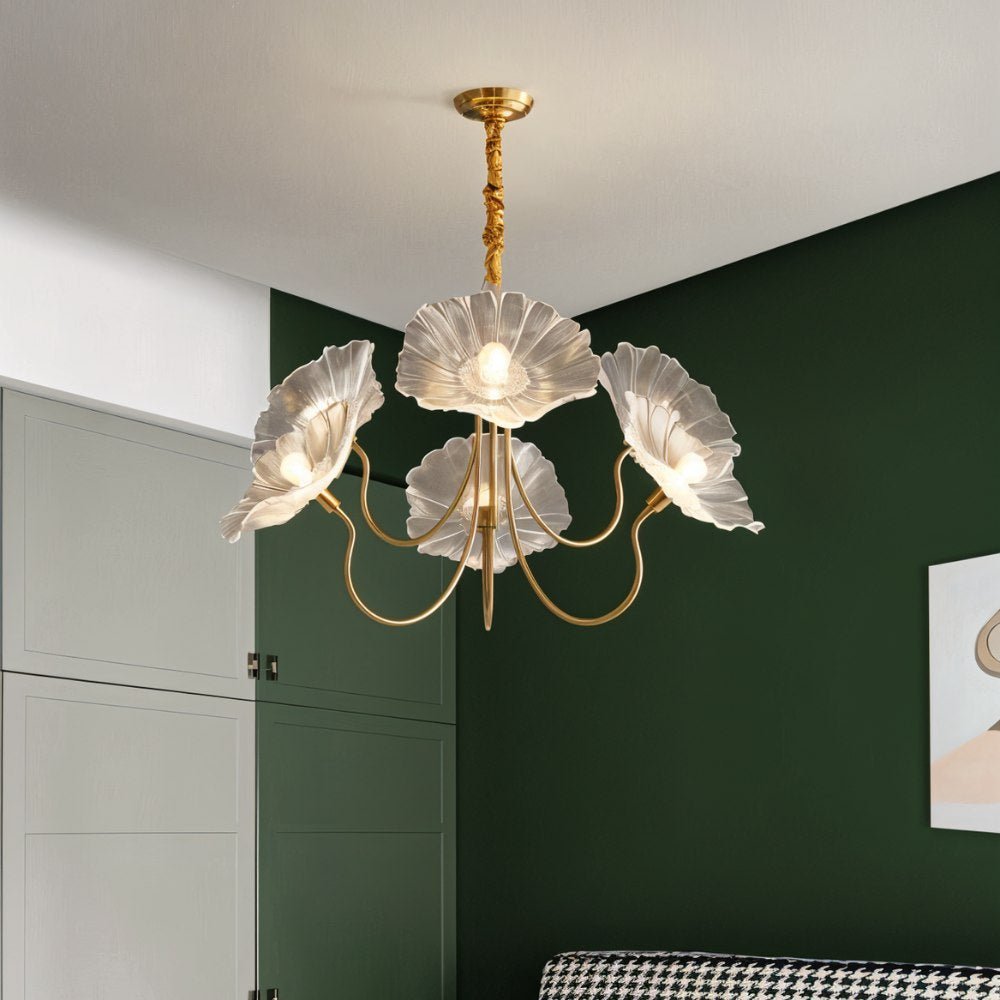 FloraBloom Glass Flower Chandelier for Elegant Living Room Lighting