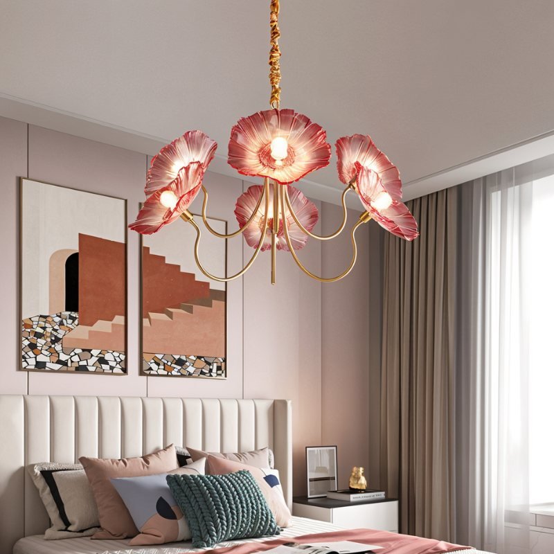 FloraBloom Glass Flower Chandelier for Elegant Living Room Lighting