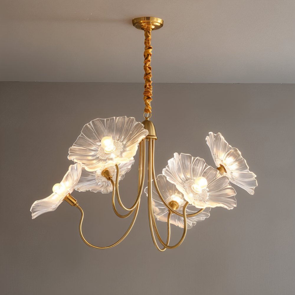 FloraBloom Glass Flower Chandelier for Elegant Living Room Lighting