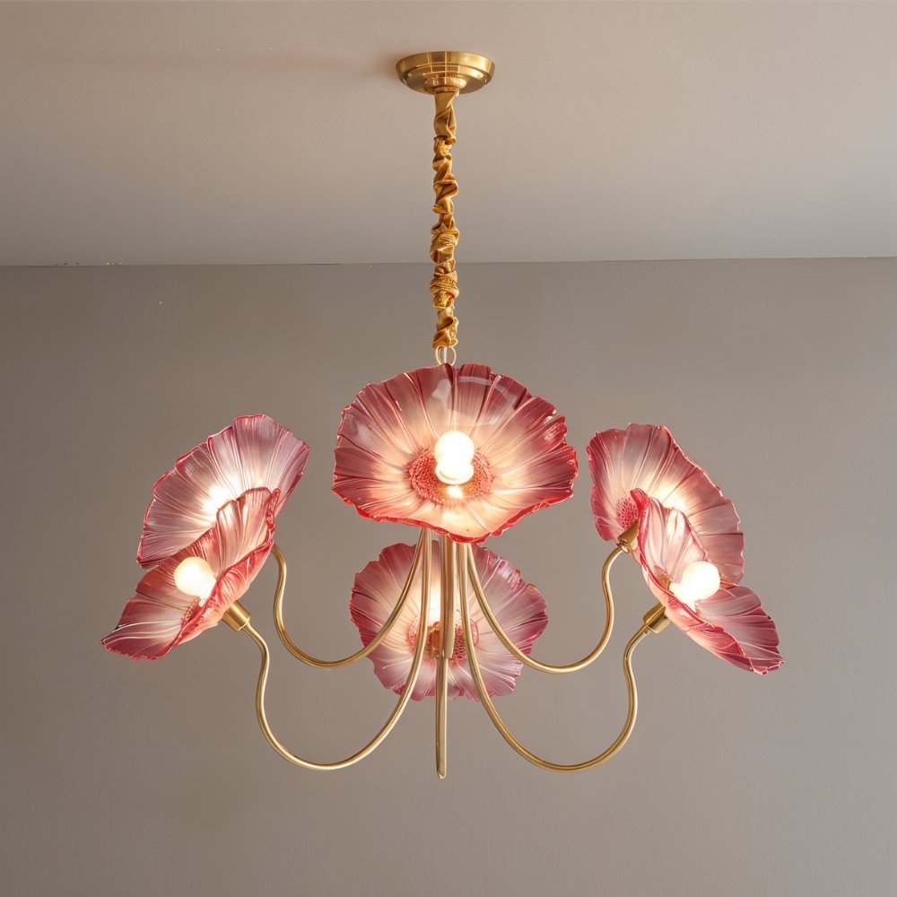 FloraBloom Glass Flower Chandelier for Elegant Living Room Lighting