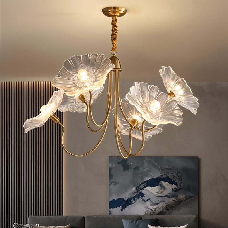FloraBloom Glass Flower Chandelier for Elegant Living Room Lighting