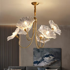 FloraBloom Glass Flower Chandelier for Elegant Living Room Lighting