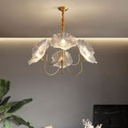 FloraBloom Glass Flower Chandelier for Elegant Living Room Lighting