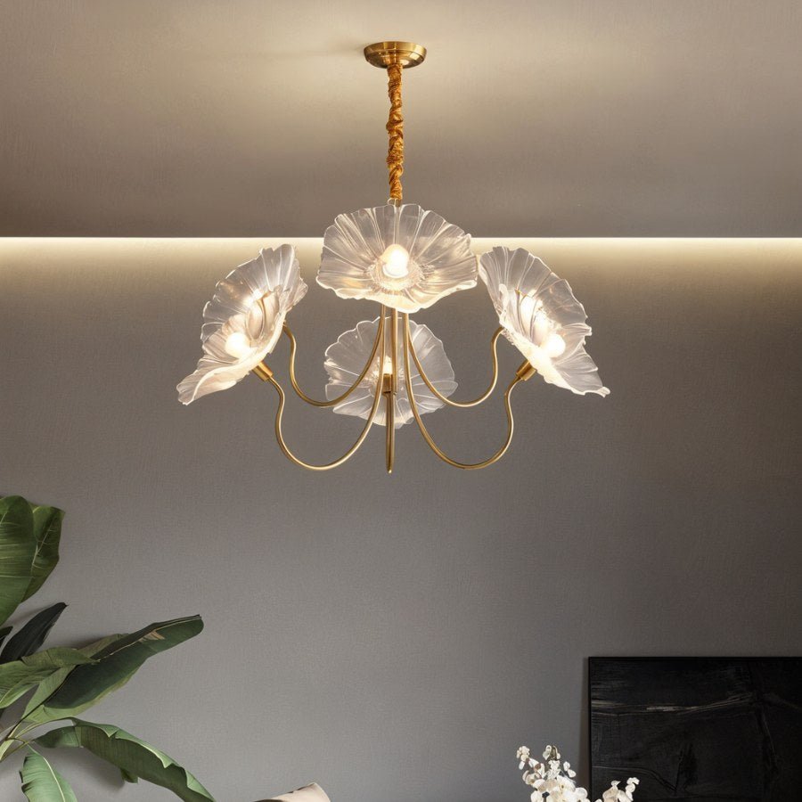FloraBloom Glass Flower Chandelier for Elegant Living Room Lighting
