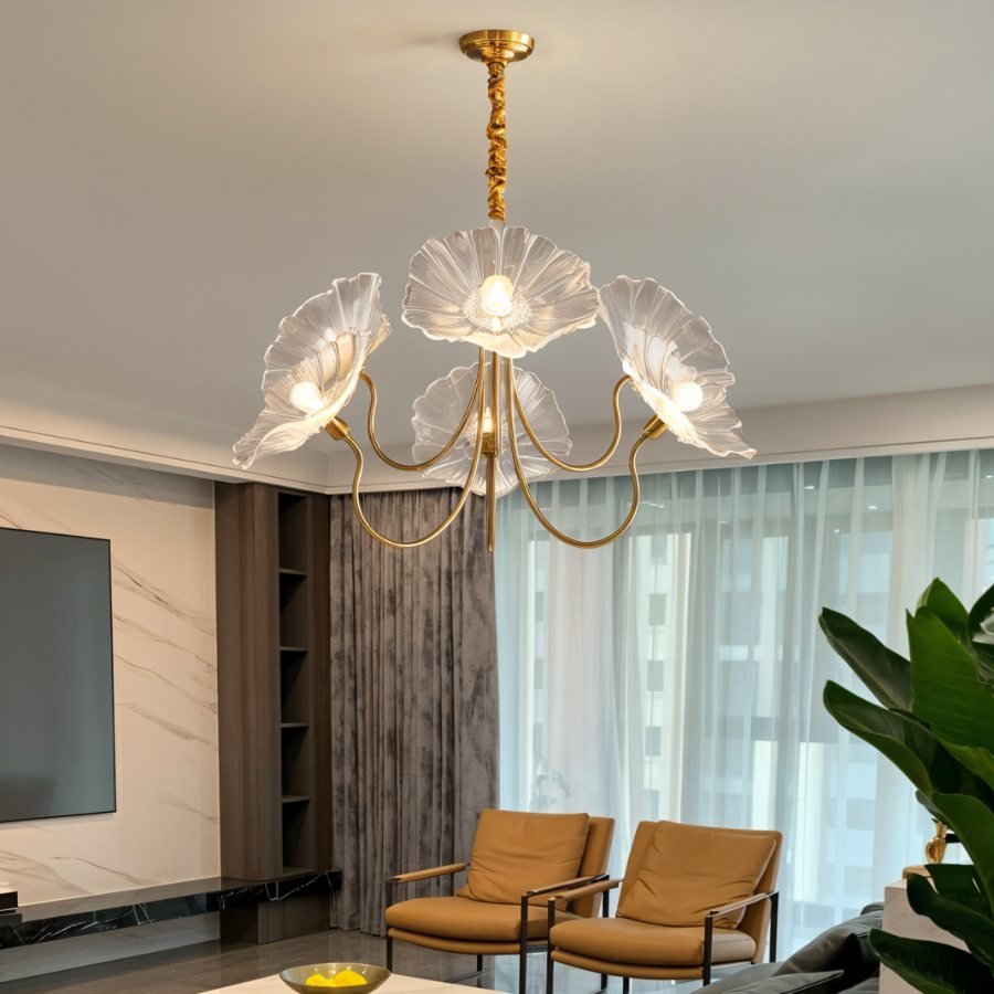 FloraBloom Glass Flower Chandelier for Elegant Living Room Lighting