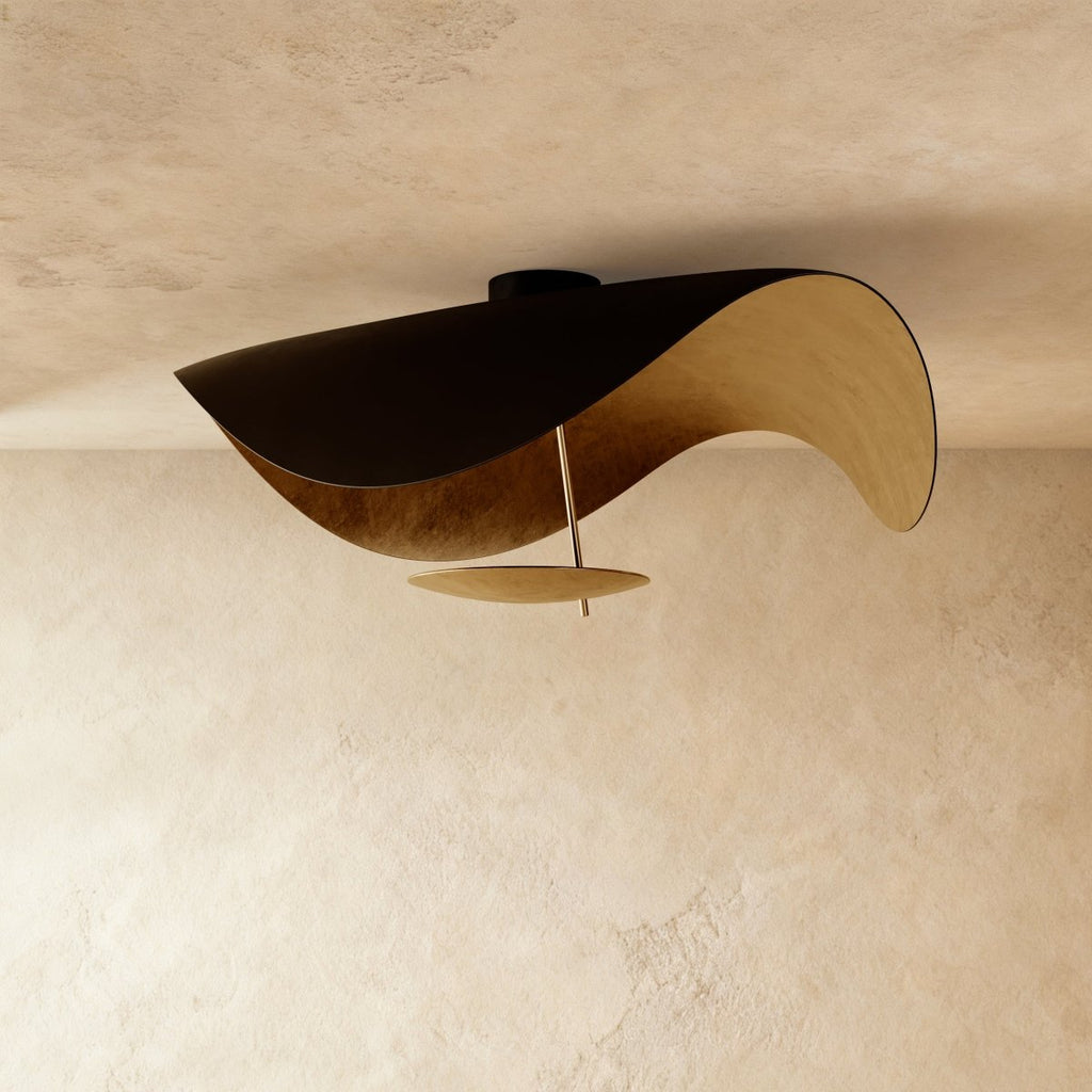 VerdeLeaf orb plafondlamp met reflecterende schijf en metalen kap