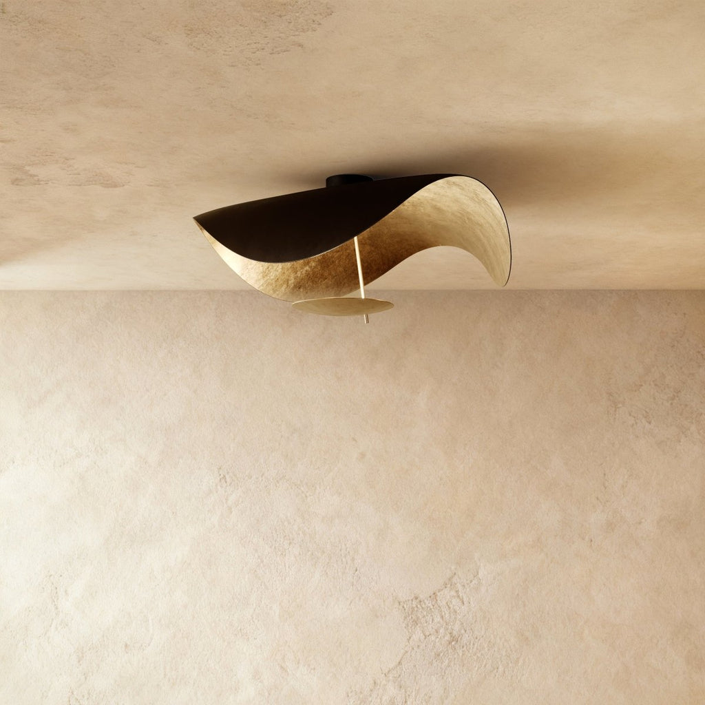 VerdeLeaf orb plafondlamp met reflecterende schijf en metalen kap
