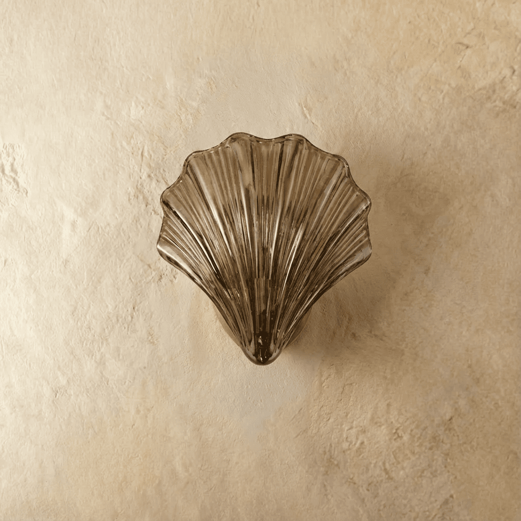 LumaSeas Copper Seashell Wall Light With Fluted Glass Shade
