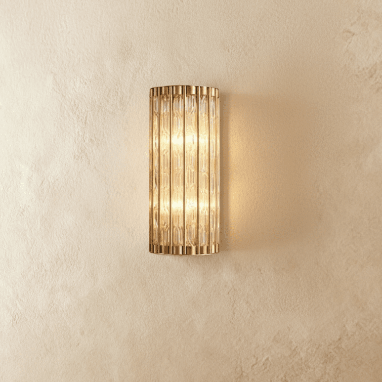 Copper Cascade Wall Sconce With Glass Cylinder Shade And Ambient Glow