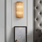 Copper Cascade Wall Sconce With Glass Cylinder Shade And Ambient Glow