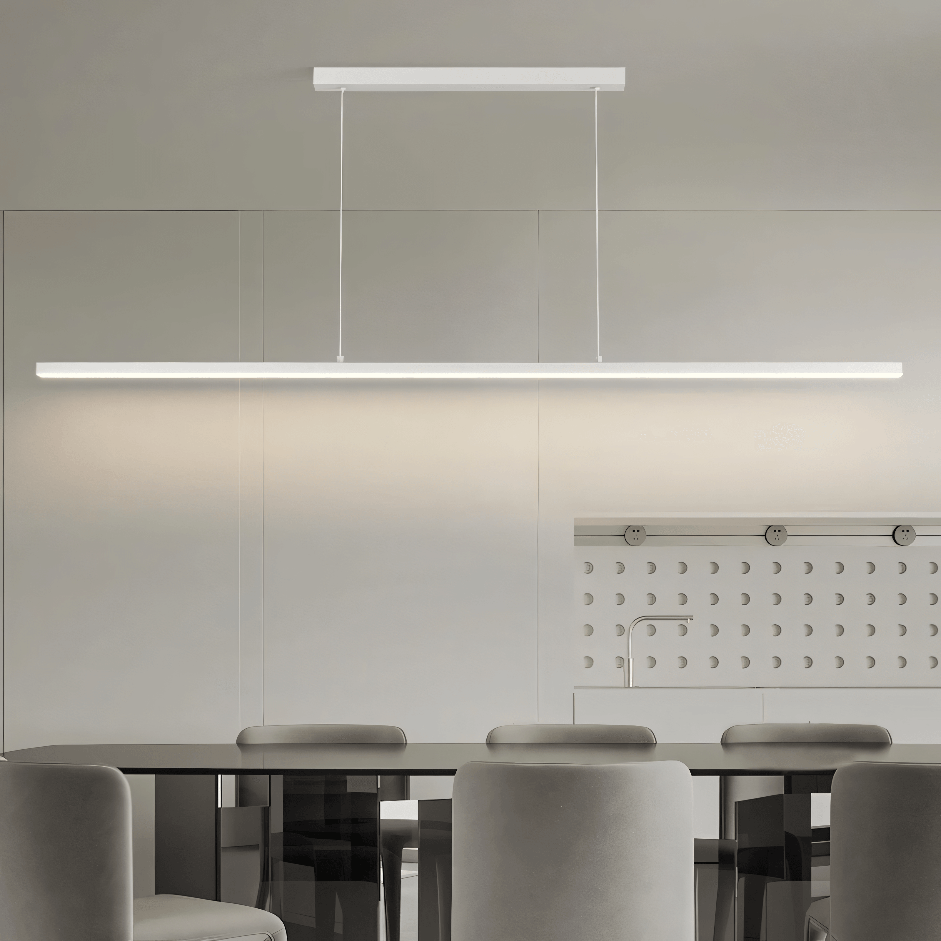 Lampa wisząca z listwą świetlną, regulowana, sterowana pilotem LED