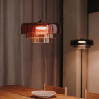 FjordLumen glazen hanglamp, warme ledgloed, ontwerp met meerdere niveaus
