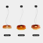 FjordLumen glazen hanglamp, warme ledgloed, ontwerp met meerdere niveaus