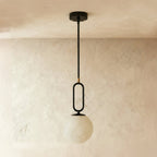 Lampada a sospensione Lumen Teardrop in alabastro per interni moderni
