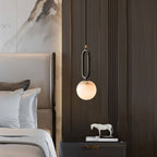 Lampada a sospensione Lumen Teardrop in alabastro per interni moderni