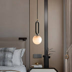 Lampada a sospensione Lumen Teardrop in alabastro per interni moderni